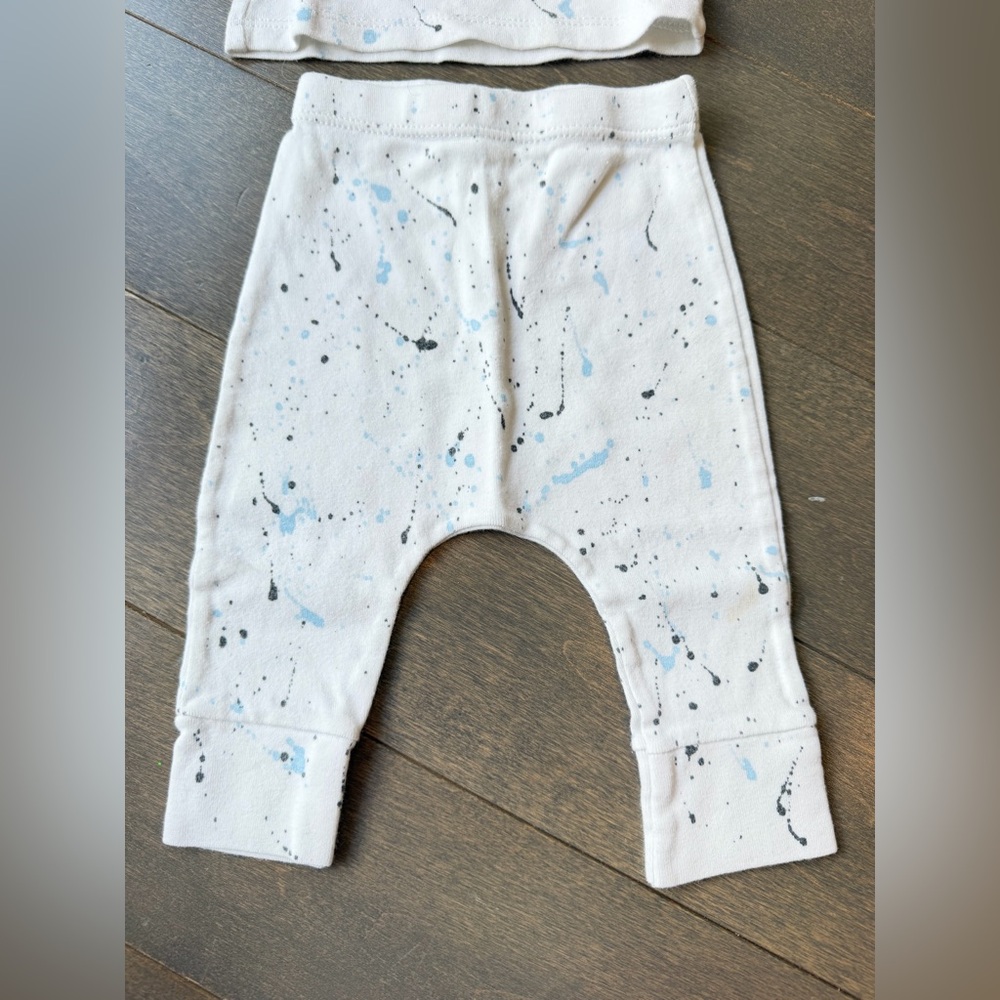 Cream & Blue Splatter-Print Kids Set - Picture 7 of 12